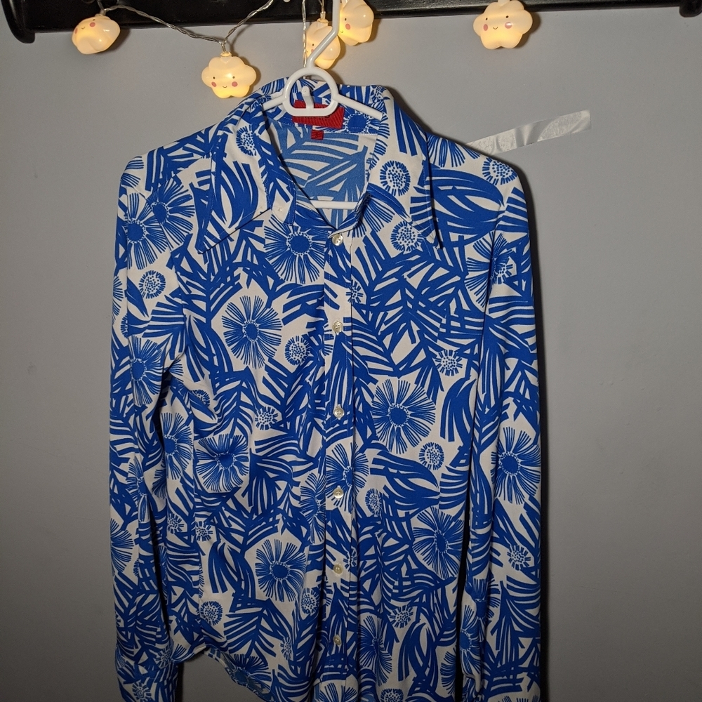 Blue patterned blouse